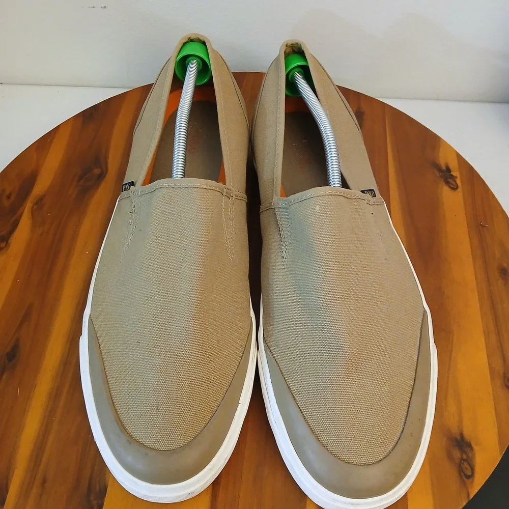 Polo Ralph Lauren Itford Mens 15D Tan Slip On Canvas Shoes Sneakers 13297